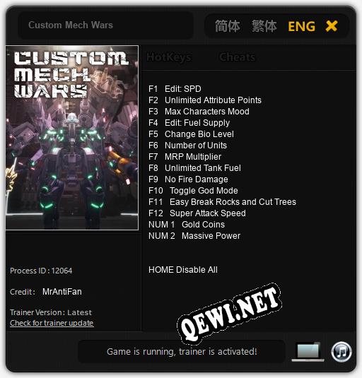 Трейнер для Custom Mech Wars [v1.0.3]