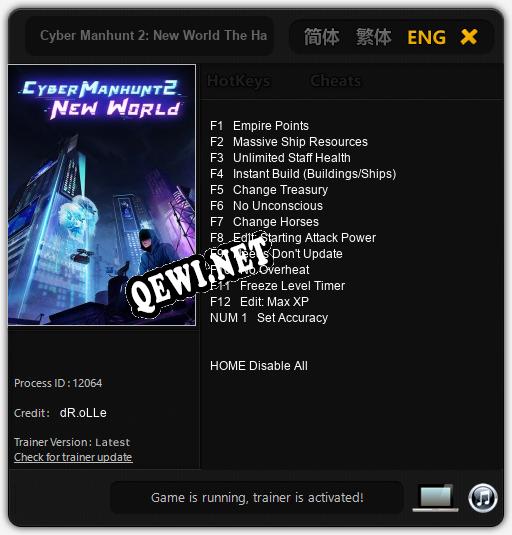 Трейнер для Cyber Manhunt 2: New World The Hacking Simulator [v1.0.5]