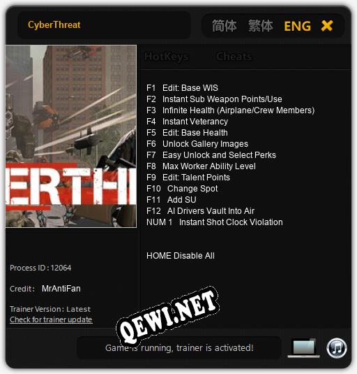 CyberThreat: Трейнер +13 [v1.1]