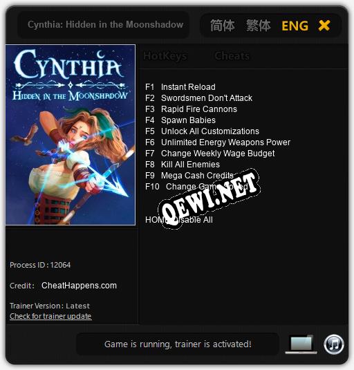 Трейнер для Cynthia: Hidden in the Moonshadow [v1.0.6]