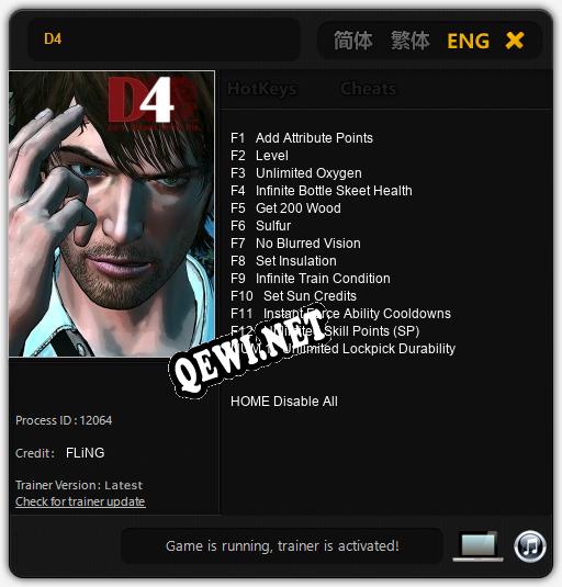 Трейнер для D4 [v1.0.5]