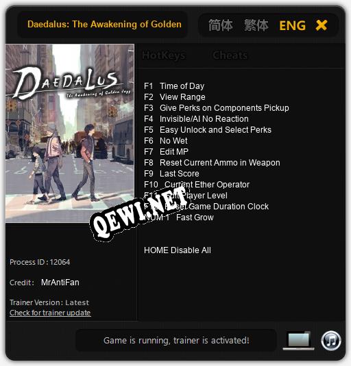 Daedalus: The Awakening of Golden Jazz: ТРЕЙНЕР И ЧИТЫ (V1.0.22)