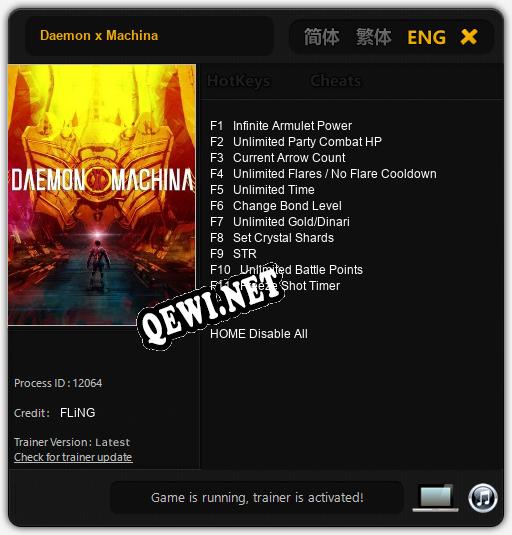 Daemon x Machina: Читы, Трейнер +11 [FLiNG]