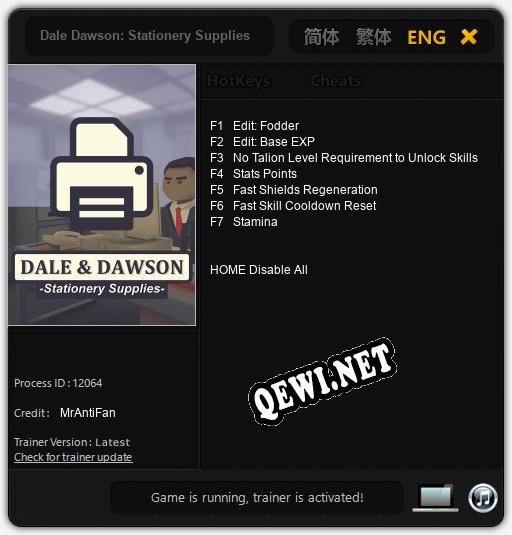 Dale Dawson: Stationery Supplies: ТРЕЙНЕР И ЧИТЫ (V1.0.89)