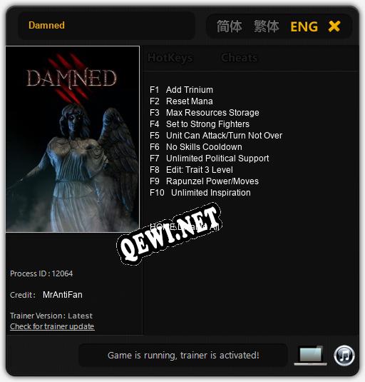 Damned: Читы, Трейнер +10 [MrAntiFan]