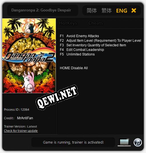 Трейнер для Danganronpa 2: Goodbye Despair [v1.0.7]