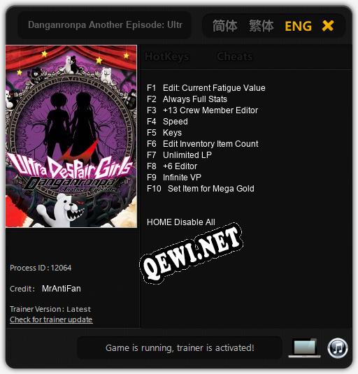 Danganronpa Another Episode: Ultra Despair Girls: Трейнер +10 [v1.5]
