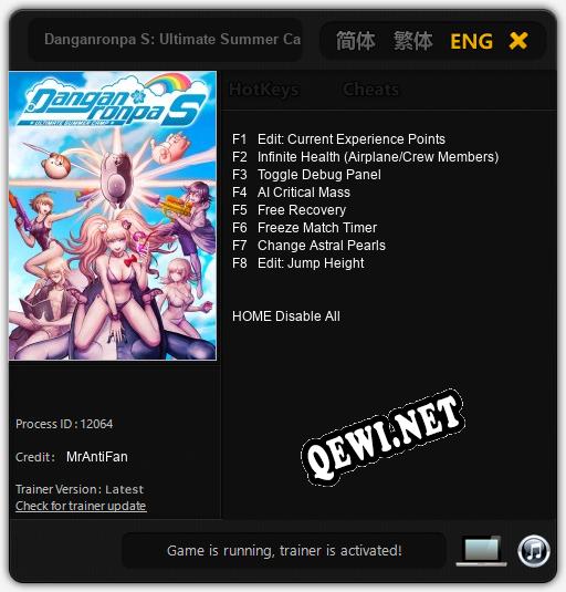 Трейнер для Danganronpa S: Ultimate Summer Camp [v1.0.4]
