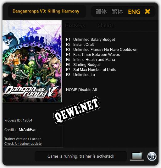 Трейнер для Danganronpa V3: Killing Harmony [v1.0.2]