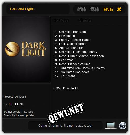 Dark and Light: Трейнер +12 [v1.3]