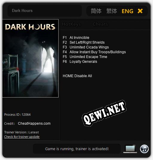 Трейнер для Dark Hours [v1.0.9]
