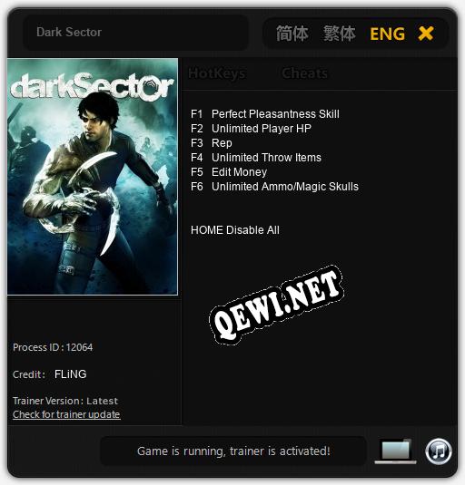 Dark Sector: ТРЕЙНЕР И ЧИТЫ (V1.0.70)