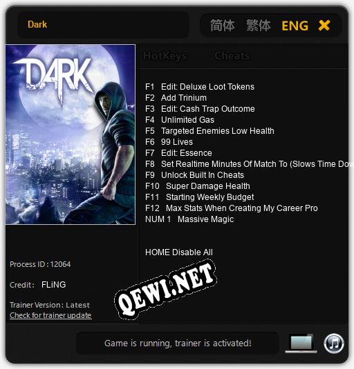 Трейнер для Dark [v1.0.4]