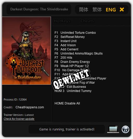 Трейнер для Darkest Dungeon: The Shieldbreaker [v1.0.9]