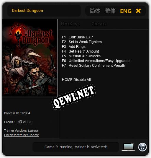 Darkest Dungeon: Трейнер +7 [v1.1]