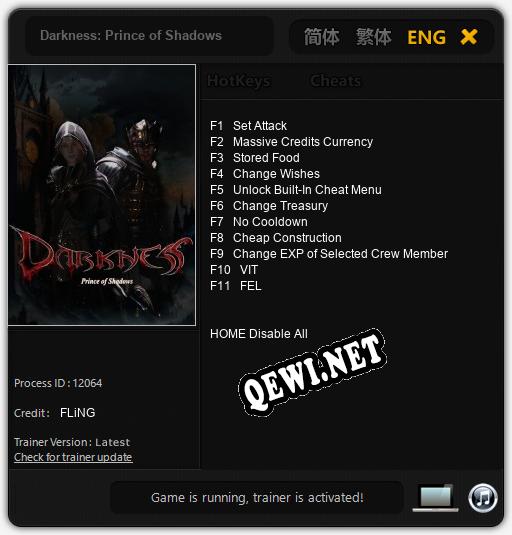 Darkness: Prince of Shadows: ТРЕЙНЕР И ЧИТЫ (V1.0.80)