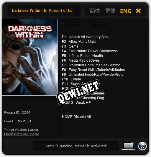 Трейнер для Darkness Within: In Pursuit of Loath Nolder [v1.0.5]