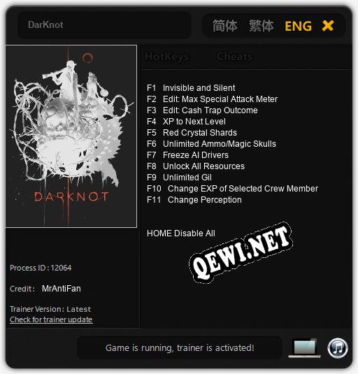 Трейнер для DarKnot [v1.0.9]
