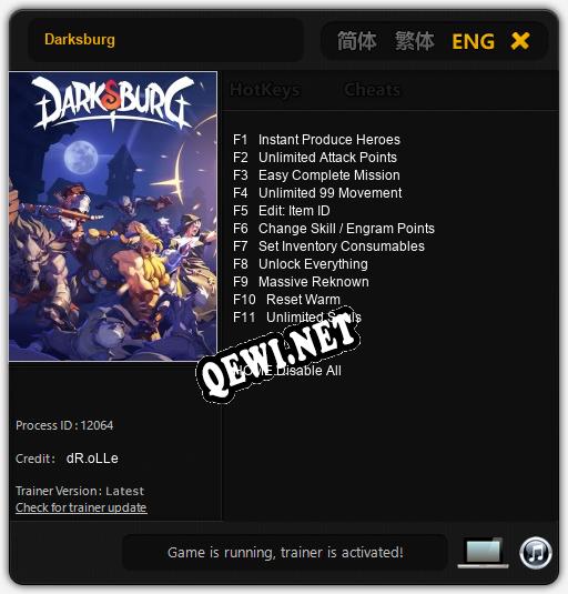 Darksburg: Трейнер +11 [v1.9]