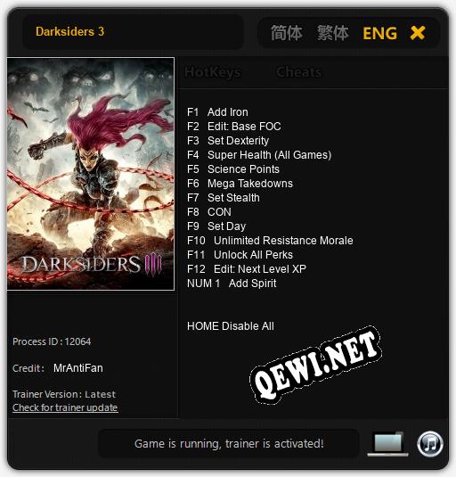 Darksiders 3: Читы, Трейнер +13 [MrAntiFan]