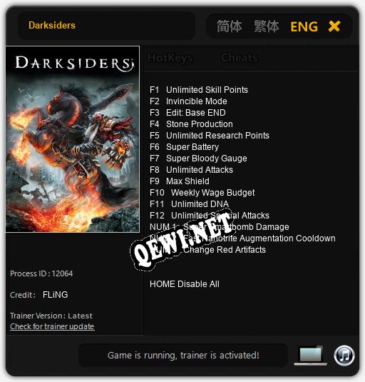Трейнер для Darksiders [v1.0.4]