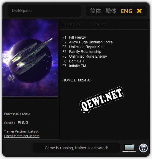 Трейнер для DarkSpace [v1.0.7]