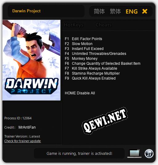 Darwin Project: Читы, Трейнер +9 [MrAntiFan]
