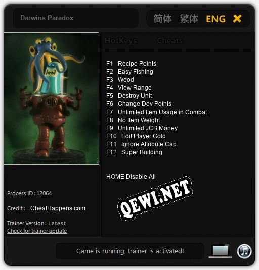 Darwins Paradox: ТРЕЙНЕР И ЧИТЫ (V1.0.78)