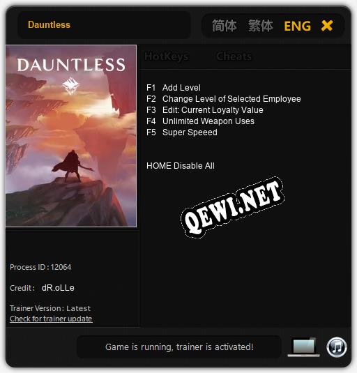Трейнер для Dauntless [v1.0.7]