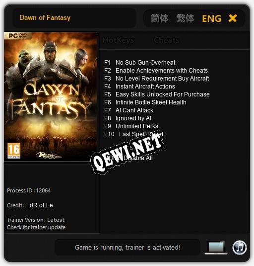 Трейнер для Dawn of Fantasy [v1.0.8]