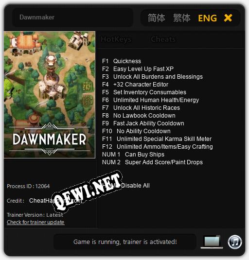 Трейнер для Dawnmaker [v1.0.2]