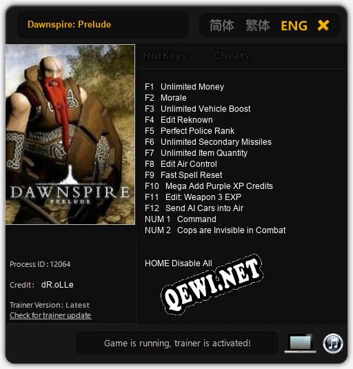 Dawnspire: Prelude: Трейнер +14 [v1.8]