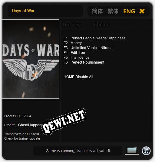 Days of War: Трейнер +6 [v1.5]