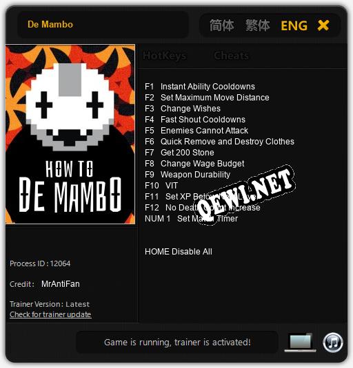 Трейнер для De Mambo [v1.0.5]