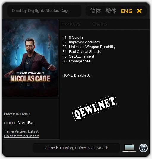 Dead by Daylight: Nicolas Cage: Трейнер +6 [v1.5]