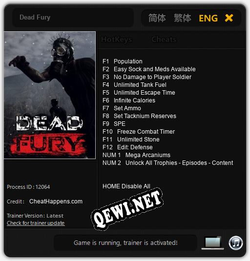 Трейнер для Dead Fury [v1.0.2]