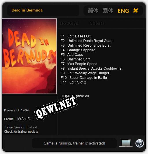 Трейнер для Dead in Bermuda [v1.0.2]