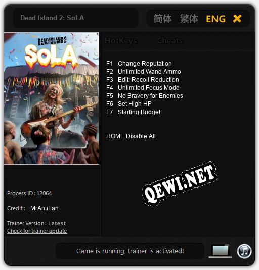 Трейнер для Dead Island 2: SoLA [v1.0.7]