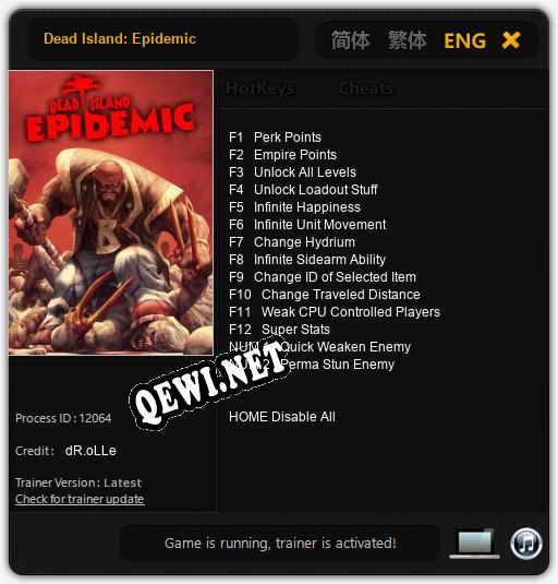 Трейнер для Dead Island: Epidemic [v1.0.7]
