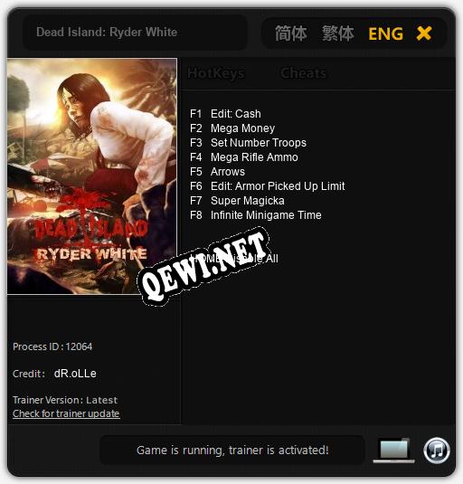 Dead Island: Ryder White: ТРЕЙНЕР И ЧИТЫ (V1.0.25)