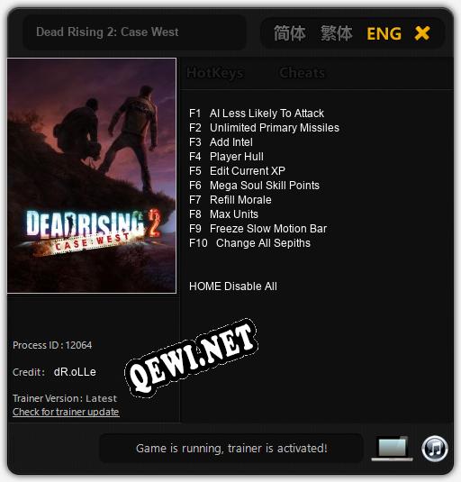 Dead Rising 2: Case West: Читы, Трейнер +10 [dR.oLLe]