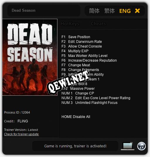 Dead Season: ТРЕЙНЕР И ЧИТЫ (V1.0.79)
