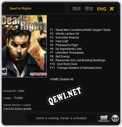 Трейнер для Dead to Rights [v1.0.2]