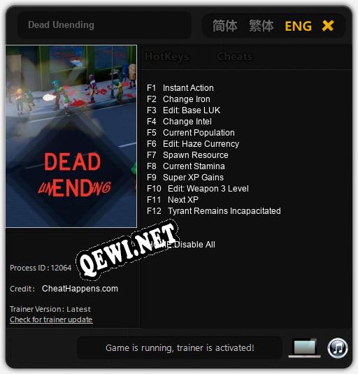 Dead Unending: ТРЕЙНЕР И ЧИТЫ (V1.0.19)