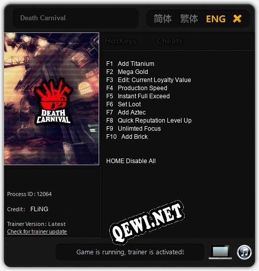Трейнер для Death Carnival [v1.0.4]