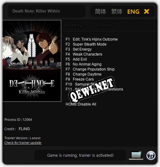 Трейнер для Death Note: Killer Within [v1.0.1]