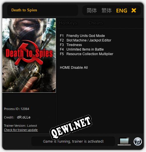 Death to Spies: ТРЕЙНЕР И ЧИТЫ (V1.0.91)