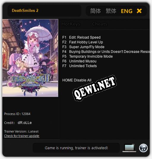 DeathSmiles 2: ТРЕЙНЕР И ЧИТЫ (V1.0.40)