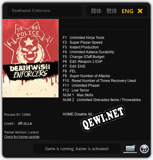 Deathwish Enforcers: Трейнер +14 [v1.9]