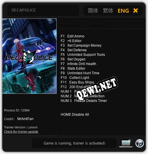 Трейнер для DECAPOLICE [v1.0.1]